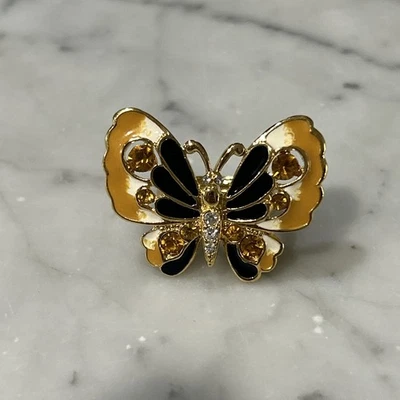 Kenneth J Lane 蝴蝶戒指 黄色 黑色和金色 尺寸 5-7 — 第 1/4 张图片