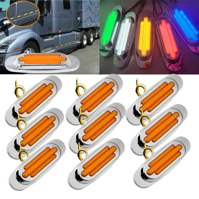 2-10X 16 LED Side Marker Lights Indicators Signal Truck Trailer Lorry 6.5" 12V - Image 1 of 4