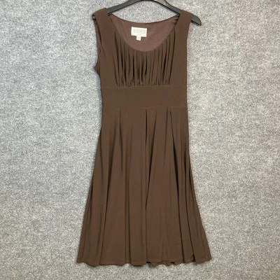 Julian Taylor NY Womens Size 12 Brown Sleeveless  A-Line Tie Back Dress EUC - Image 1 of 4