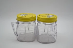Oster Osterizer Blender Mini-Blend Container Pair Yellow Lid 8 oz - Picture 1 of 11