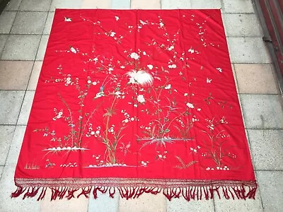 Tissu Ancien Soie Broderie Chinoise Silk Chinese Embroidered Seta Cinese Ricamo • 899.94€