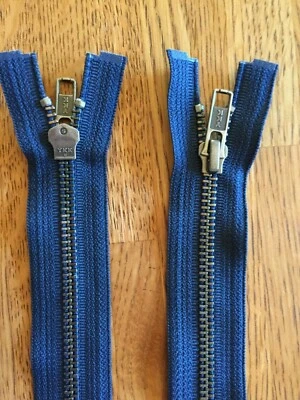 YKK #5 5mm Navy Blue (560), Antique Nickel Teeth 15" & 17" - 1 zipper - Image 1 of 2