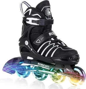 Adjustable Inline Skates with Full Light up Wheels,Outdoor Illuminating Roller S - Picture 1 of 6