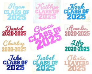 Custom personalised college school leaver 2025 shirt iron on glitter transfer - Picture 1 of 17