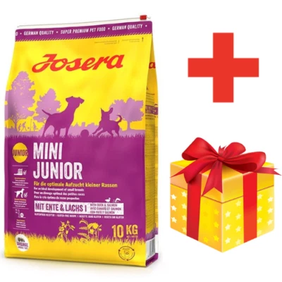 10 kg JOSERA Mini Junior Trockenfutter mit Ente und Lachs + Geschenk - Bild 1 von 2