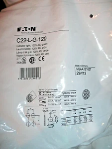 EATON C22-L-G-120 GREEN 120V INDICATOR LIGHT - 2 AVAILABLE - Picture 1 of 2