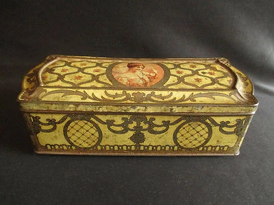 ancienne boite biscuit Pernot Dijon tôle gaufrée lithographiée début XX ème pub - Photo 1/4