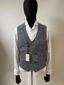 Increíble chaleco Hackett de lana y seda a cuadros doble botonadura nuevo con etiquetas precio de venta sugerido por el fabricante 275 GBP - Imagen 1 de 10