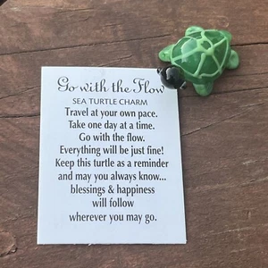 NEW Ganz Glass Charm Little Sea Turtle Go With The Flow with Card 1.250 Inches - Picture 1 of 5