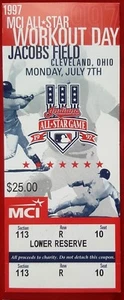 1997 MLB ALL-STAR WORKOUT DAY TICKET Jacobs Field, Cleveland, OH 7/7/97 MINT - Picture 1 of 4