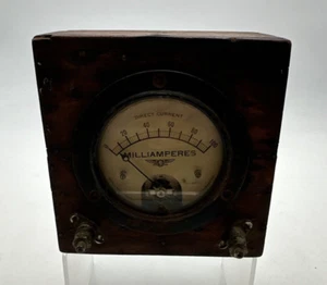 Jewell Direct Current MILLIAMPERES METER, 0-200, pattern 54, 1926 In Wood Box - Picture 1 of 21