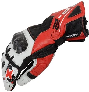 OXFORD RP-2 LEATHER ARMOURED SUMMER MOTORCYCLE SPORTS RACING GLOVES RED - T - Picture 1 of 6