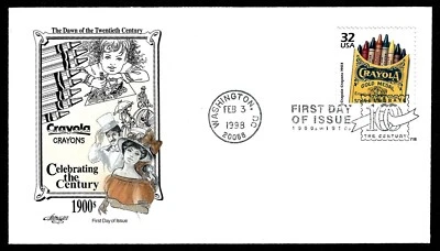 USA, SCOTT # 3182-D, ARTMASTER FDC COVER - CRAYOLA CRAYONS, PENCILS 1998 - Image 1 of 2
