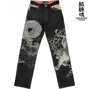 Karakuri Tamashii Denim Pants Jeans Tiger Dragon Embroidery Size 36 NEW Japan - Picture 1 of 8