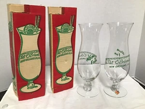 Vintage 1950s PAT O'BRIENS New Orleans Hurricane GLASS GOBLET in Box Lot of 2 - Picture 1 of 8