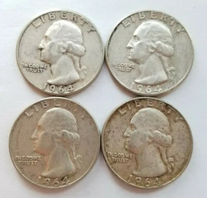 Lote de 4 cuartos de plata Washington varias fechas 1964 - Imagen 1 de 3