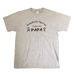 Vintage 90er Grafik Shirt Something Special Calls Me Papa grau lustig Größe L - Bild 1 von 6