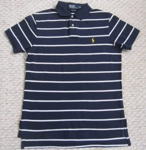Polo Ralph Lauren Hemd gestreift dunkelblau weiß gelb Pony Logo M Custom Fit - Bild 1 von 4