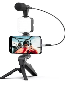 Smartphone Vlogging Kit Tripod Stand & Handheld Grip, Black - Picture 1 of 7