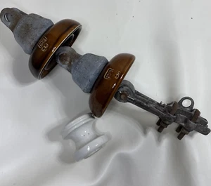 Vintage Ceramic Insulator Pair of 2 Knox 1962 Brown Great Condition READ ALL - Picture 1 of 24