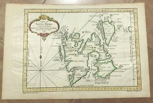 SPITSBERG NORTH POLE 1758 NICOLAS BELLIN NICE ANTIQUE MAP 18TH CENTURY - Picture 1 of 10