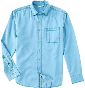 Tommy Bahama Para Hombres Mambo Azul Manga Larga Sarga Tahití Camisa de Campamento NUEVA 4XLB - Imagen 1 de 8