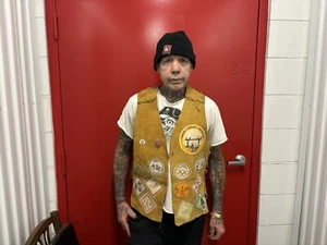 DUANE PETERS PUNK ROCK SKATE INDIAN GUIDES LEATHER SUEDE VEST W DISASTER BEANIE - Picture 1 of 23
