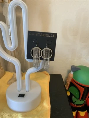 Pendientes Gancho Araña Cristabelle Tono Plata Estrás. Nuevo Foto 1 de 3