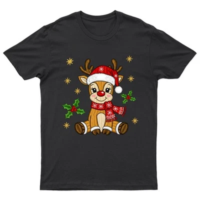 Reindeer Christmas Holidays Graphic T-Shirt Unisex Gift Retro Funny Womens - Image 1 of 2