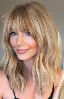 Peluca Ombre Rubia Mezcla Marrón Con Flequillo Peluca Cabello Humano Real 13x4 Encaje Frontal Peluca Foto 1 de 3