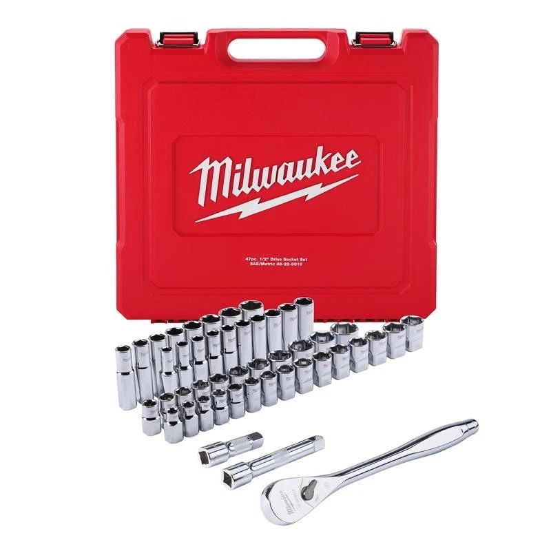 Milwaukee 48-22-9010 47 pc. 1/2" Socket Wrench Set (SAE & Metric)