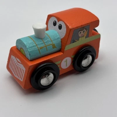 Motor de tren de madera J’Adore Coco Cheri - trenes de vagones naranja - juguete Foto 1 de 4