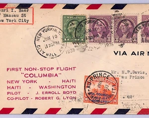 USA/HAITI Air 1933 Cover COLUMBIA FIRST FLIGHT Boyd-Lyon MULLER 10,000pts WT121 - Picture 1 of 14