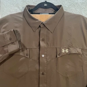 Under Armour Herren XL Performance Shirt Angeln Wandern Outdoor Braun Langarm - Bild 1 von 10