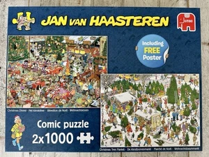 Jan Van Haasteren ALBERO DI NATALE MERCATINO E CENA 2 x 1000 pezzi puzzle 19080 - Foto 1 di 6