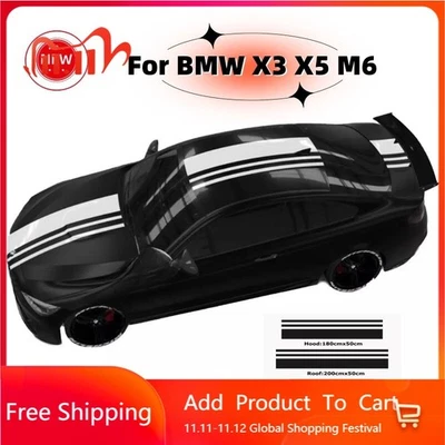 Kit de calcomanías de parachoques trasero techo capó vinilo coche BMW X3 X5 M6 rayas deportivas 2 piezas Foto 1 de 4