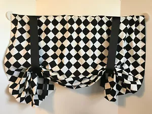 Tie Up Valance Diamant schwarz weiß Harlekin Bauernhaus maßgeschneidert Größe wählen - Bild 1 von 3