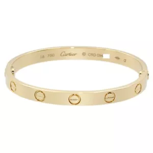 Cartier 18K Yellow Gold Love Bangle Bracelet 16 Women Excellent K2058 - Picture 1 of 6