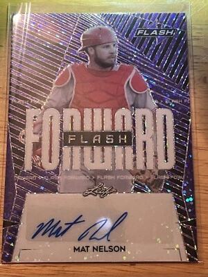 2021 LEAF FLASH MATT NELSON FLASH FORWARD RC AUTO PURPLE /75 CINCINNATI REDS MH3 - Image 1 of 2