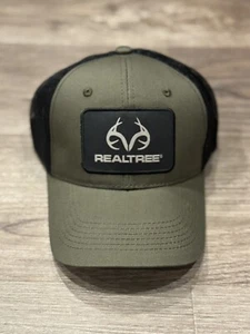 REALTREE Men’s Baseball Mesh Back Olive/Black Adjustable Snapback Patch Hat Cap - Picture 1 of 4