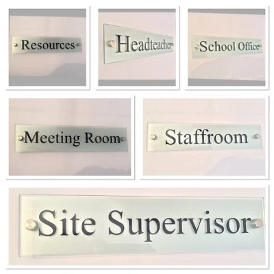 OFFICE DOOR PLAQUE SCHOOL SIGNAGE MODERN GLASS ACRYLIC STAND OFF WALL SIGNAGE - Image 1 of 2