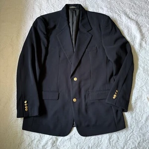 LL Bean Sport Coat Mens 40R Navy Blue Gold Buttons Sport Coat Blazer Jacket - Picture 1 of 12