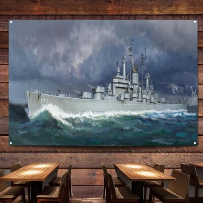 USS Salem CA-139 Cruiser Posters & Prints Wall Art Hanging Flag Canvas Painting - Image 1 of 4