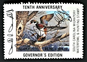 1990 South Carolina, ** Handsignierte Governor ** Entenmarke, SC10c, 94,50 $ Version - Bild 1 von 2