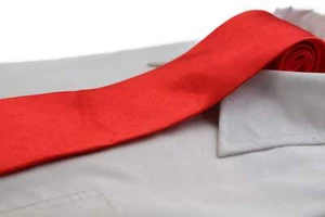Mens Red Orange 8cm Plain Neck Tie - Picture 1 of 3