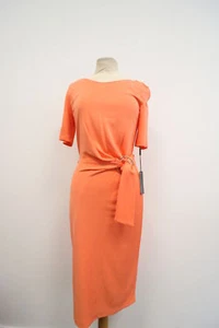 Marc Cain Sheath Dress Lobster Coral Salmon Party Cocktail Business UK12 Size 38 New - Picture 1 of 3