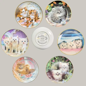 Franklin Mint Sammler Deko Teller Cozy Companions Kätzchen Katzen 6er Set - Bild 1 von 18