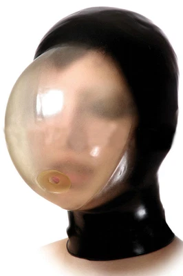 Latex head cover fully enclosed, full face suffocation control breathing mask - Image 1 of 4