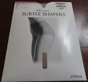 JC Penney Subtle Shapers Girdle Top Panty Pantyhose Oatmeal #6419 Queen Tall - Bild 1 von 8