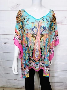 Lane Bryant Womens Shawl Top Size 22/24 Multicolor Paisley Floral V-Neck - Picture 1 of 11